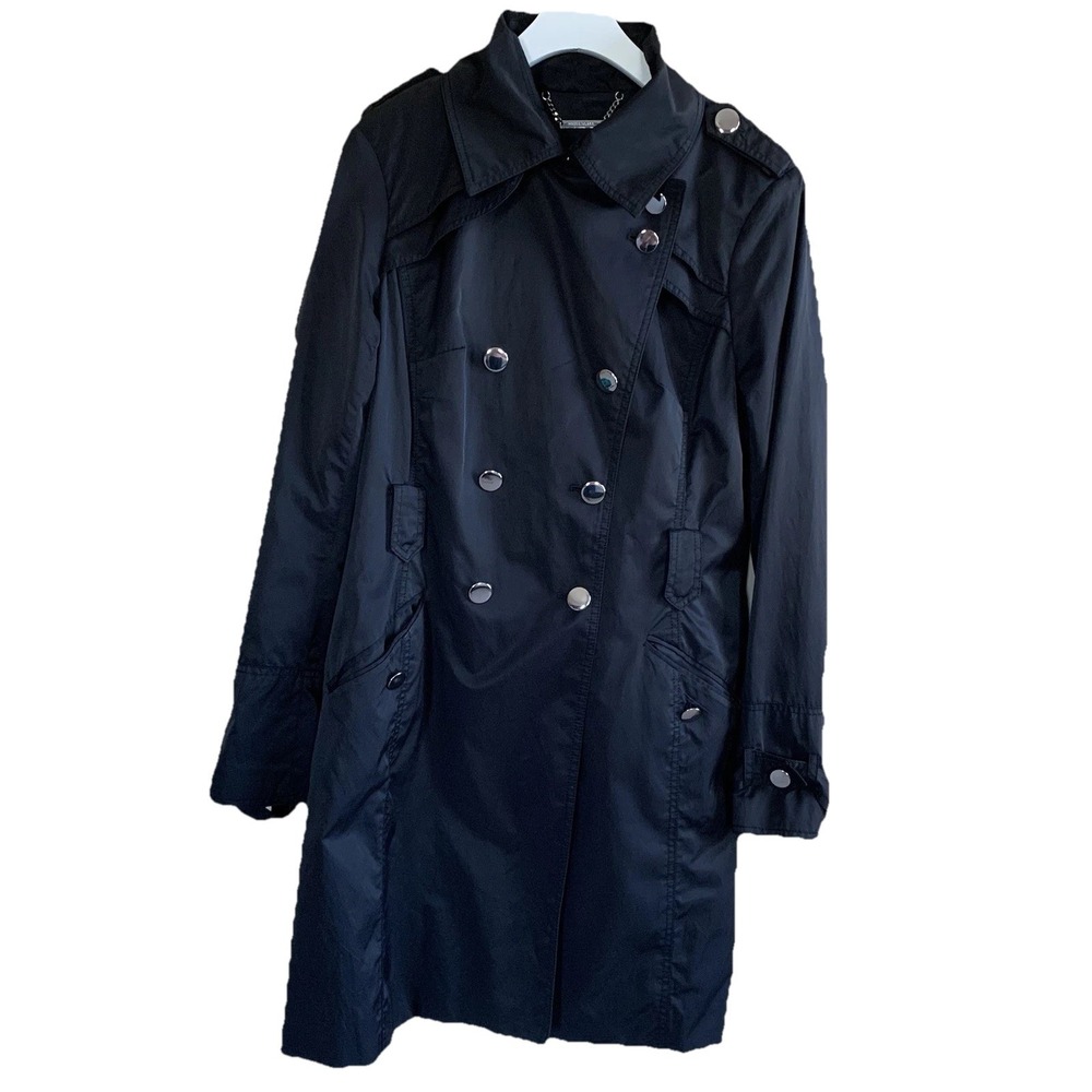 White House Black Market WHBM Grommet Trench Pea Coat Black Size Large